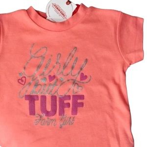 Farm Girl “Girly but Tuff” Coral Short Sleeve Crewneck Tee Size 24 Months